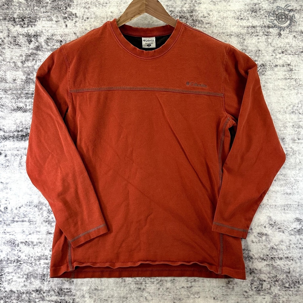 Columbia Heavyweight Long Sleeve Shirt Men's Medium Rust Orange Cotton‎ Crew